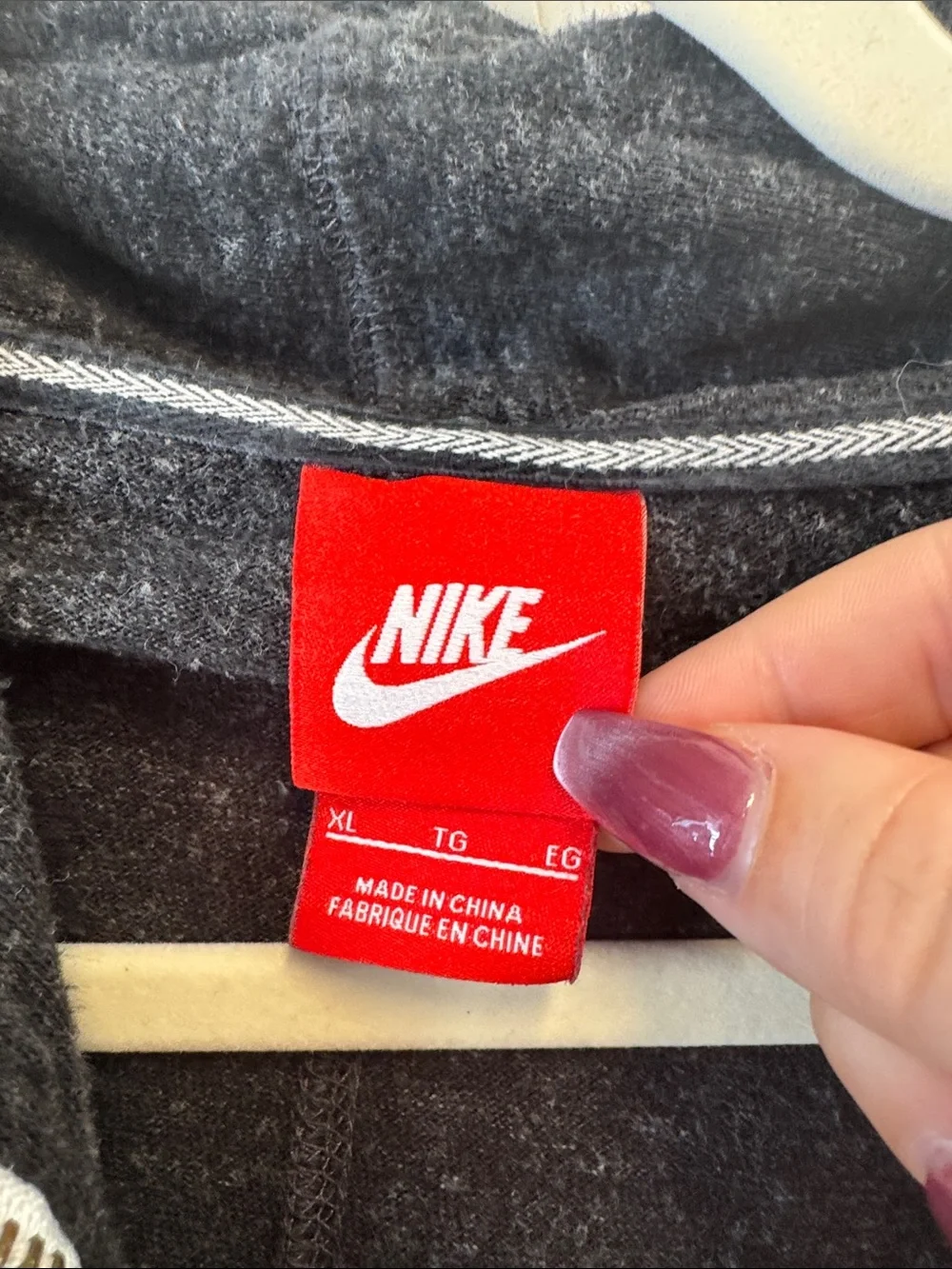 Nike Dark Charcoal Zip-Up Hoodie with White Logo N0550